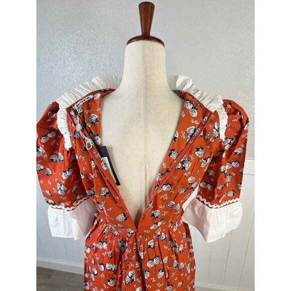 Batsheva Dress Ruffled Sz 8 Floral Poplin Mini Peasant Feminine Farmcore NEW - Picture 9 of 16